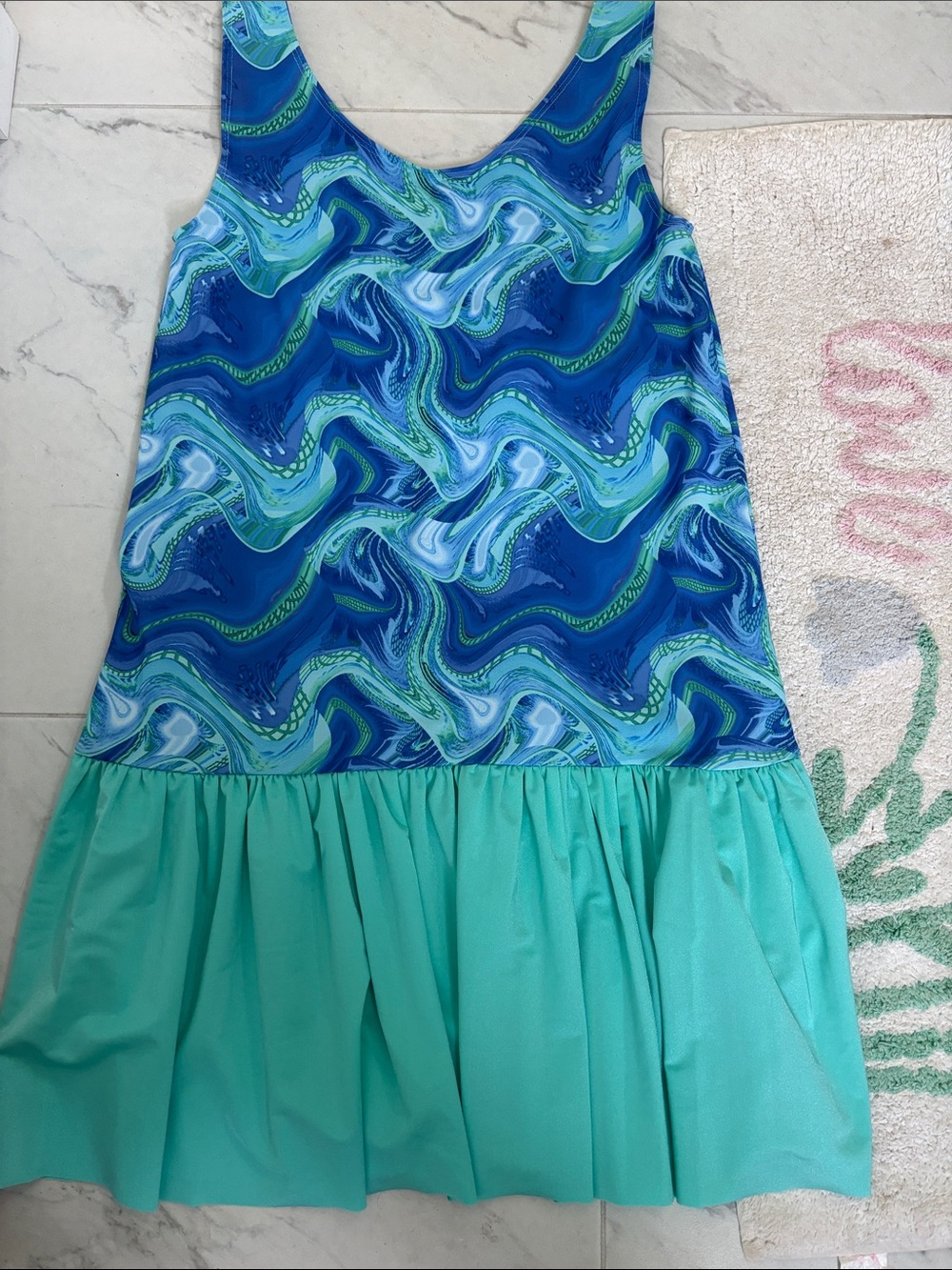 SheBop Beach Aqua & Blue Trim Tank beach dress